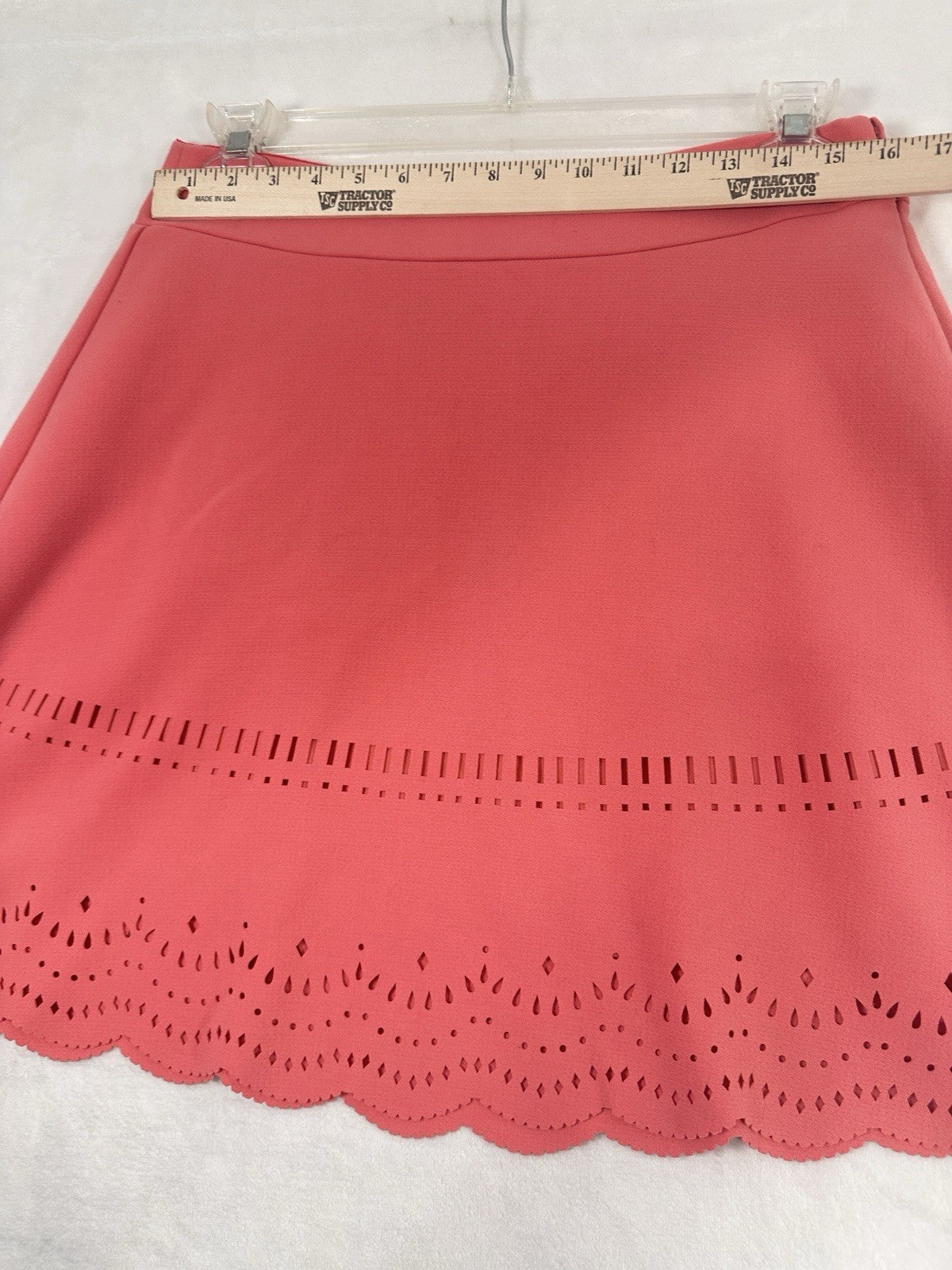 Ann Taylor LOFT Skirt 10 Pink Laser Cut Eyelet A-Line Flare Womens