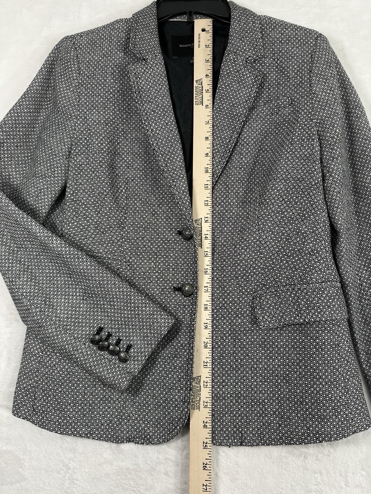 Banana Republic Jacket Size 8 Black White Blazer Womens 2 Silver Buttons