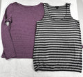 The Talbots Tee Small Lot Tops Long Sleeve Sleeveless Purple Gray Striped Womens