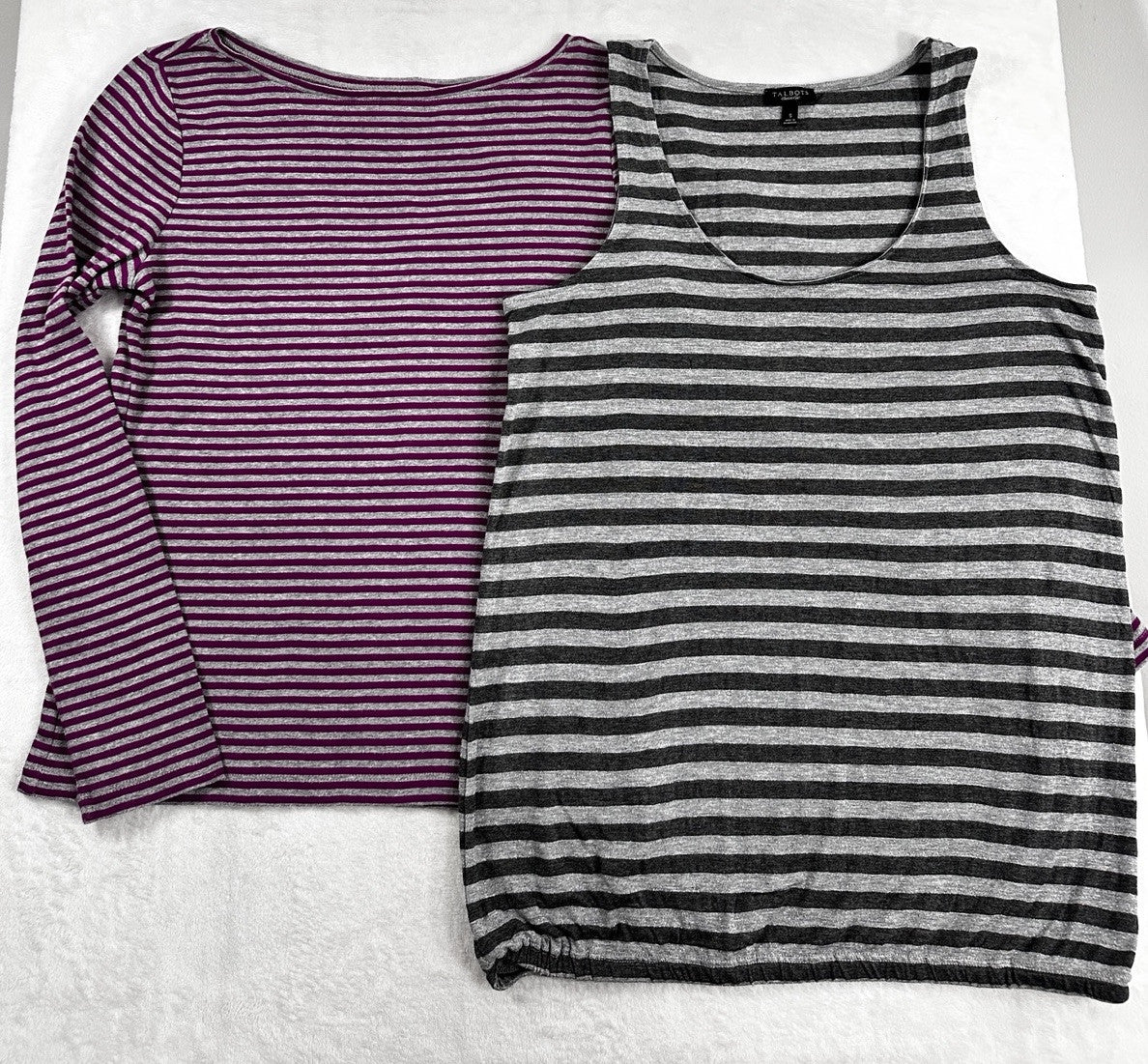 The Talbots Tee Small Lot Tops Long Sleeve Sleeveless Purple Gray Striped Womens