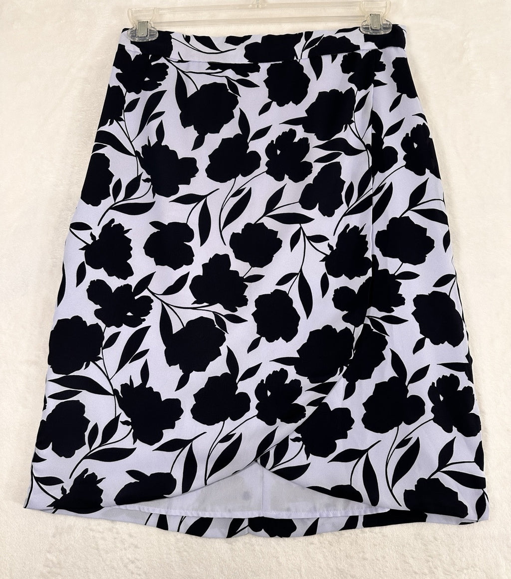 Ann Taylor Faux Wrap Skirt Size 6 Lavender Purple Floral Print Lightweight Women