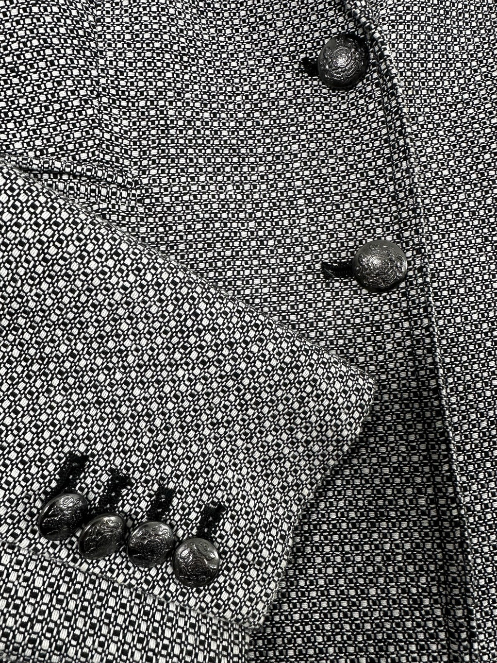 Banana Republic Jacket Size 8 Black White Blazer Womens 2 Silver Buttons