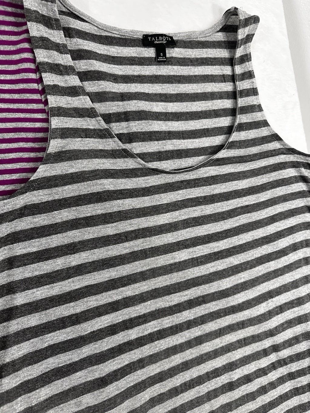 The Talbots Tee Small Lot Tops Long Sleeve Sleeveless Purple Gray Striped Womens