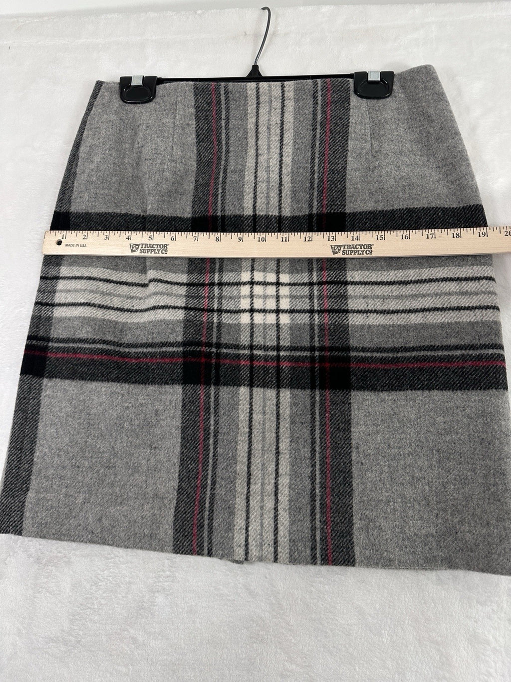 Vintage Talbots Skirt 10 Pencil A-Line Gray Plaid Wool Rabbit Hair Womens