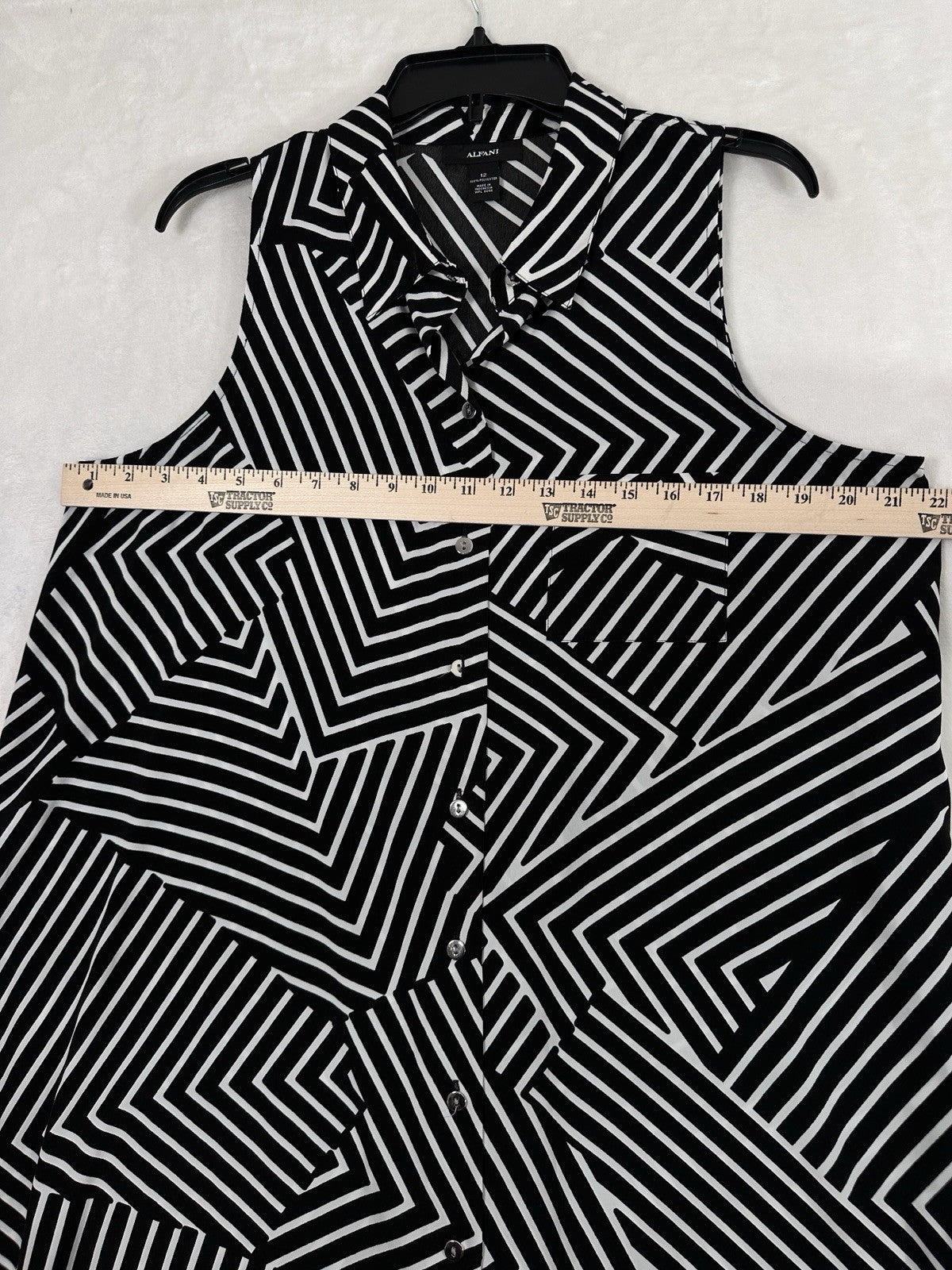 Alfani Dress 12 Black White Sleeveless Shirt Dress Geometric Print A Line