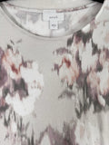J Jill Pure Jill Small Knit Tunic Top Long Sleeve Watercolor Print Tan Womens