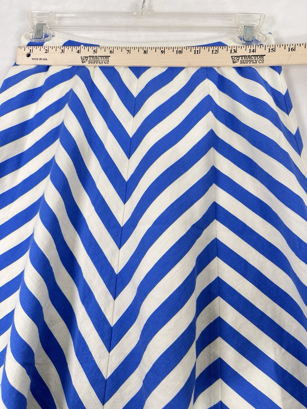 Talbots Midi Circle Skirt 6 Blue White Striped Cotton Womens Lined