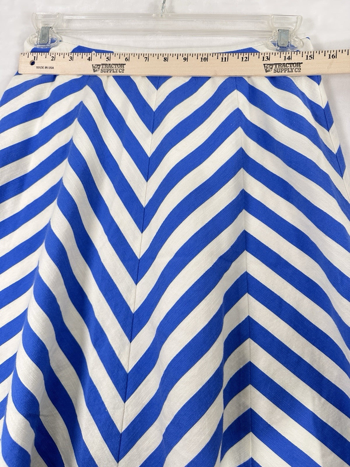 Talbots Midi Circle Skirt 6 Blue White Striped Cotton Womens Lined