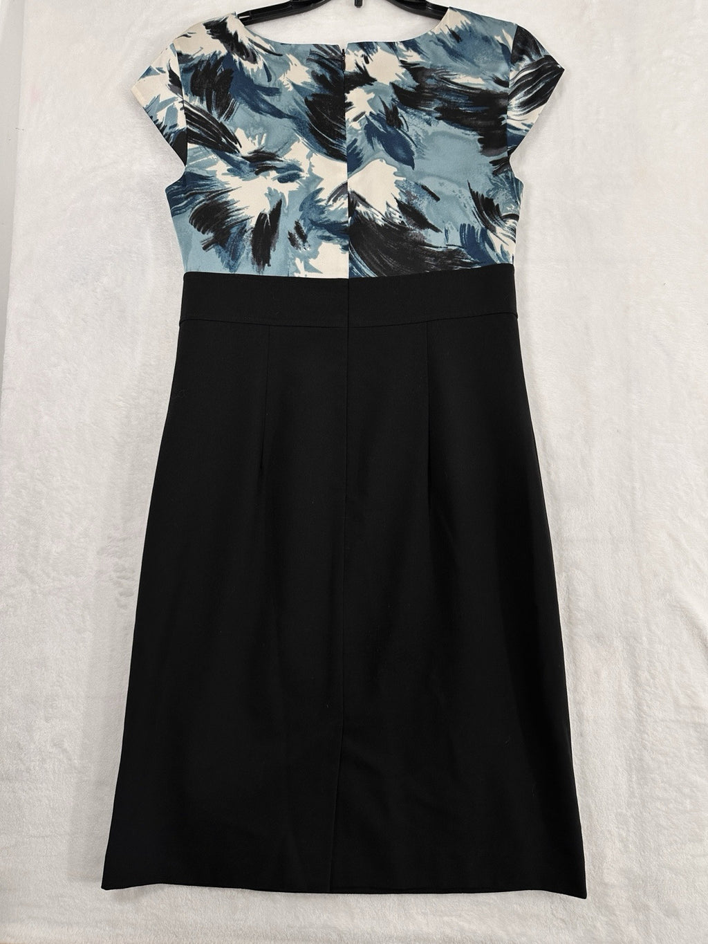 Ann Taylor Dress 4 Black Blue Shift Dress Cap Sleeves Knee Length