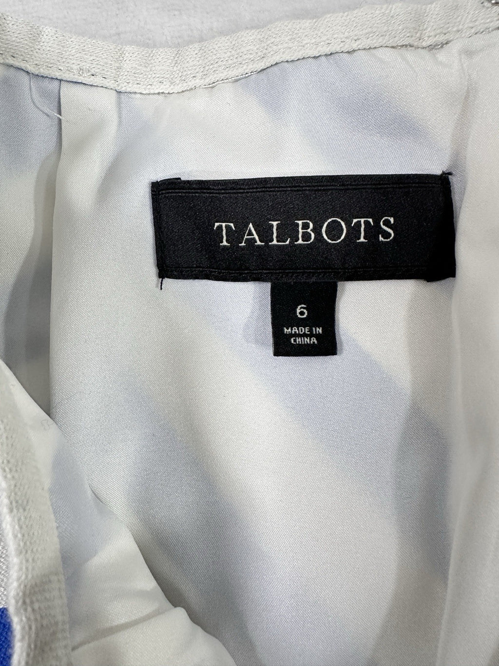 Talbots Midi Circle Skirt 6 Blue White Striped Cotton Womens Lined