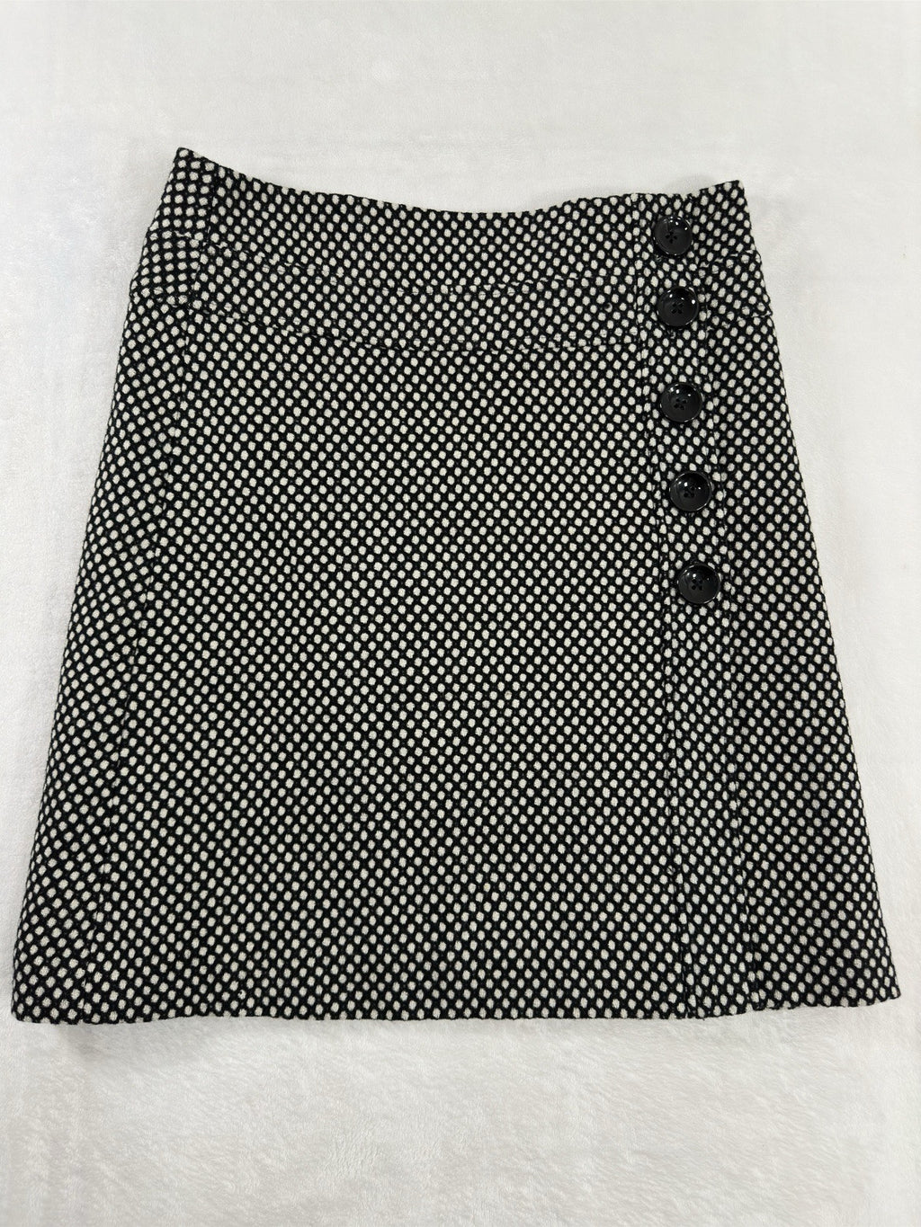 Vintage Talbots A-Line Skirt Size 14 100% Wool Black White Tweed Knee Length