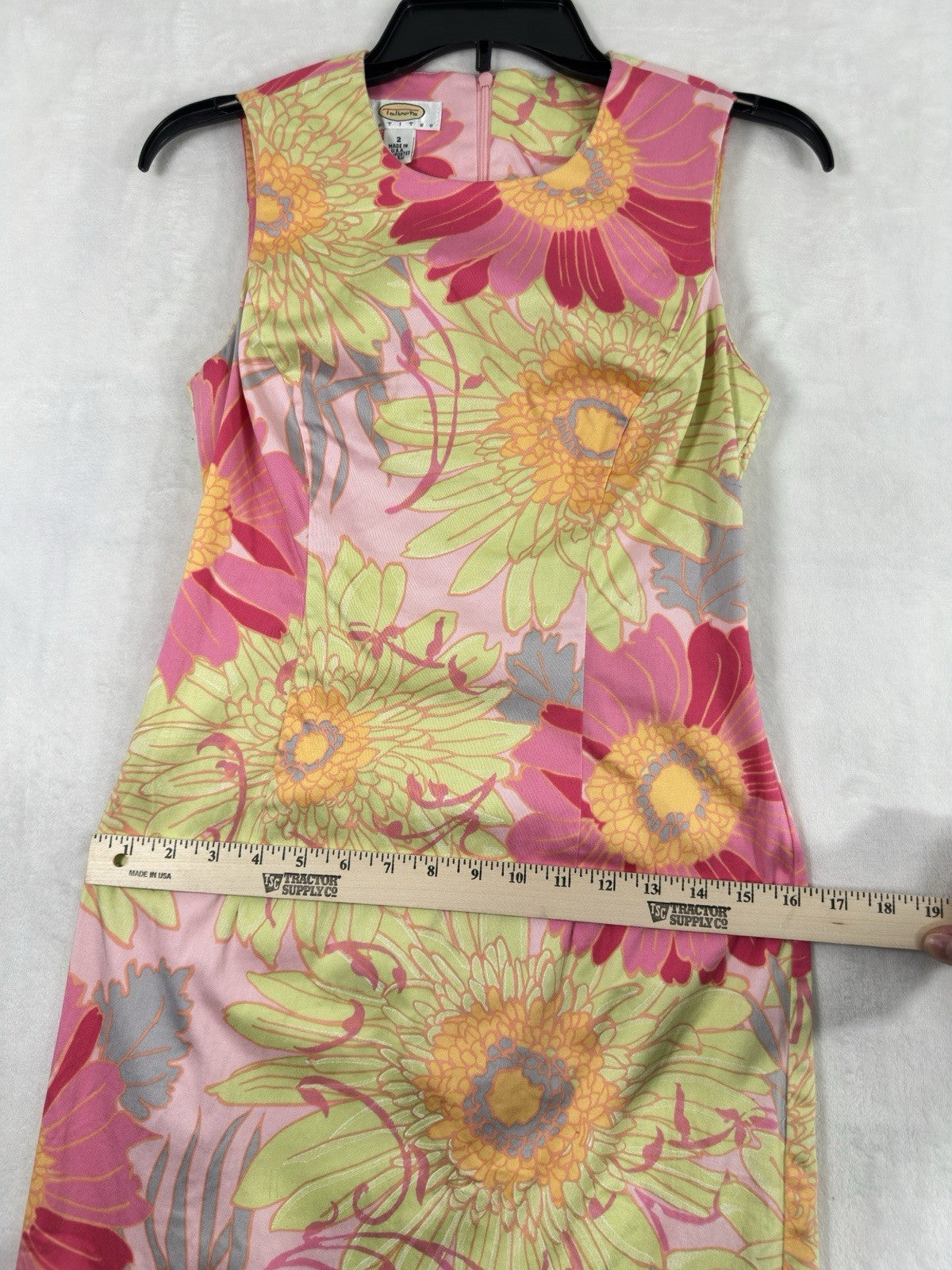 Vintage Talbots Dress 2P 2 Petite Sleeveless Pink Floral Cotton Stretch Short