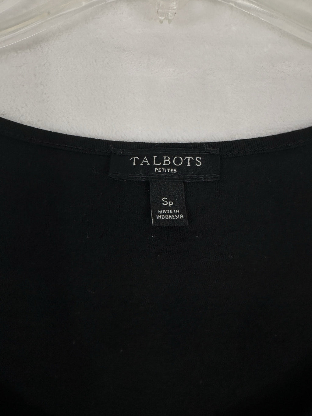Talbots Dress Small Petite Black Knit Fit Flare Midi Short Sleeve Womens SP