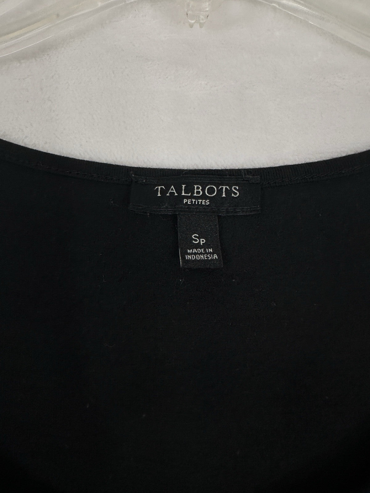 Talbots Dress Small Petite Black Knit Fit Flare Midi Short Sleeve Womens SP