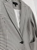 Talbots Medium Jacket Black White Check Blazer 1 Button Pockets Stretch Womens