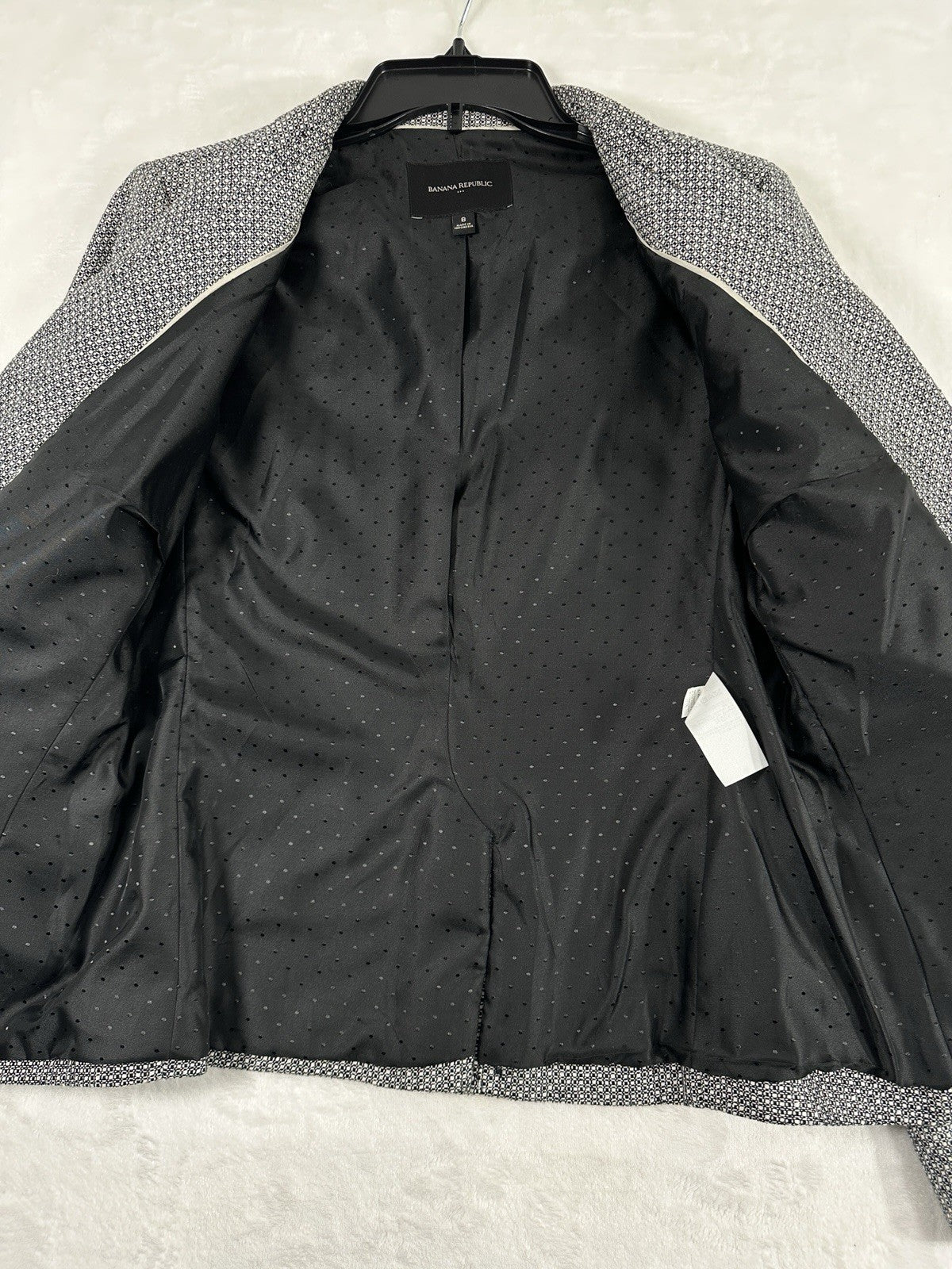 Banana Republic Jacket Size 8 Black White Blazer Womens 2 Silver Buttons