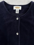 Vintage Talbots 8 Velour Cardigan Top Jacket Indigo Blue Womens Pearl Buttons