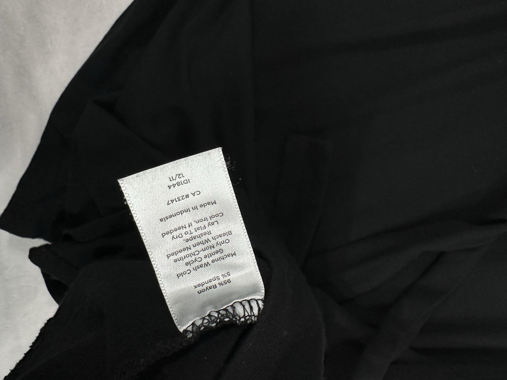 Talbots Dress Small Petite Black Knit Fit Flare Midi Short Sleeve Womens SP