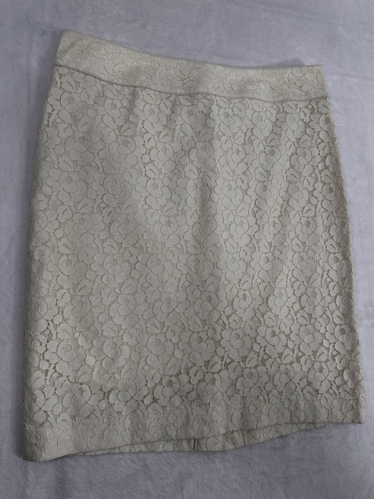 Talbots A Line Skirt 8 Petite Ivory White Lace Overlay Womens 8P