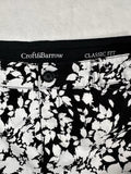 Croft & Barrow Crop Pants 10 Black White Floral Print Cotton Stretch Womens