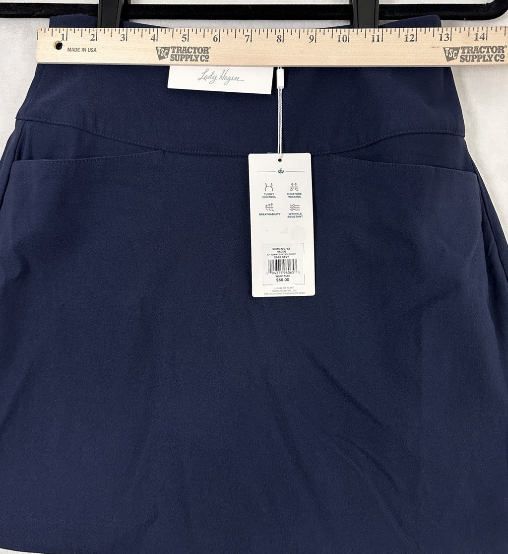 Walter Hagen Golf Skort XS Navy Blue Pockets Tummy Control Lady Womens NWT