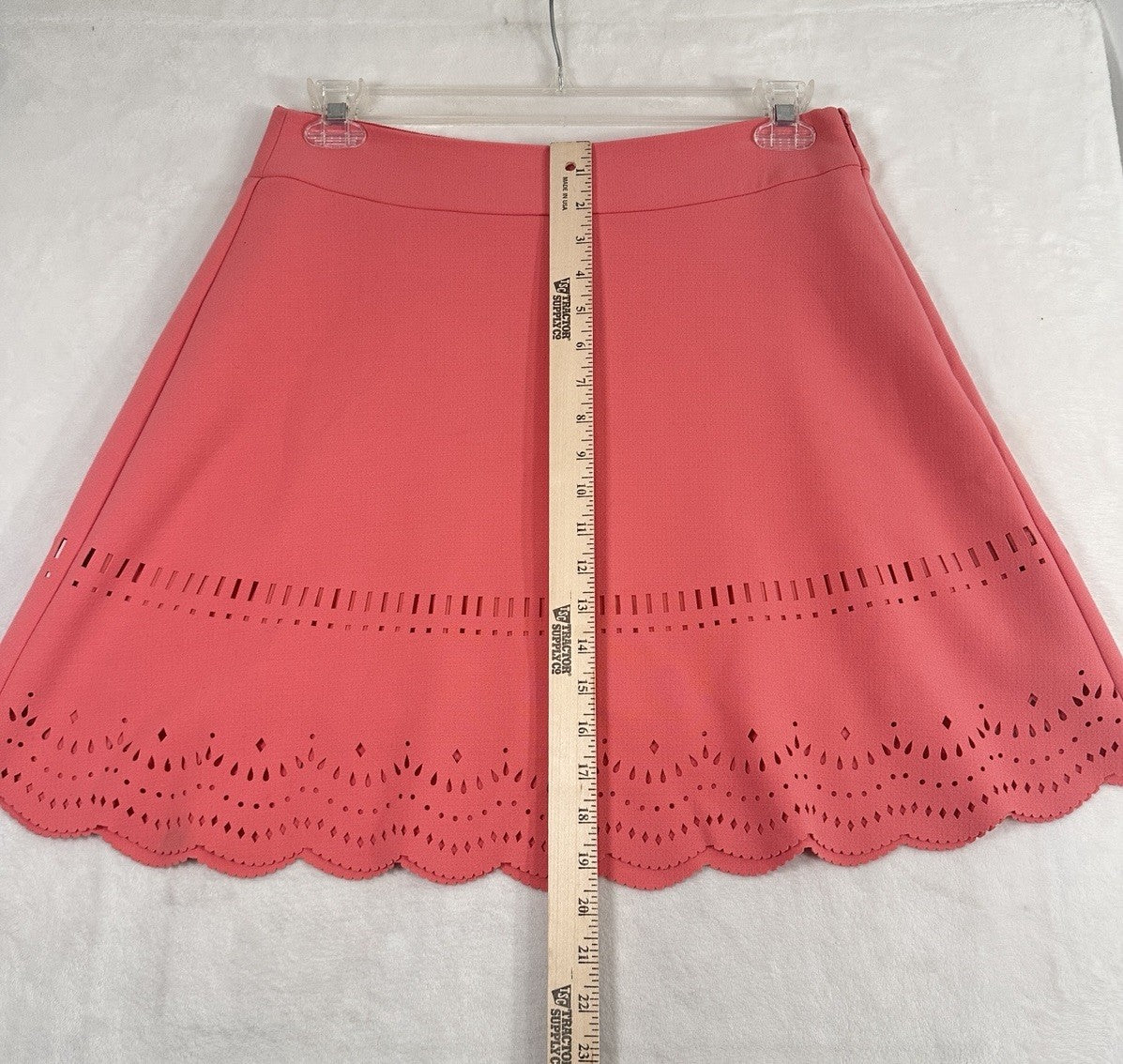 Ann Taylor LOFT Skirt 10 Pink Laser Cut Eyelet A-Line Flare Womens