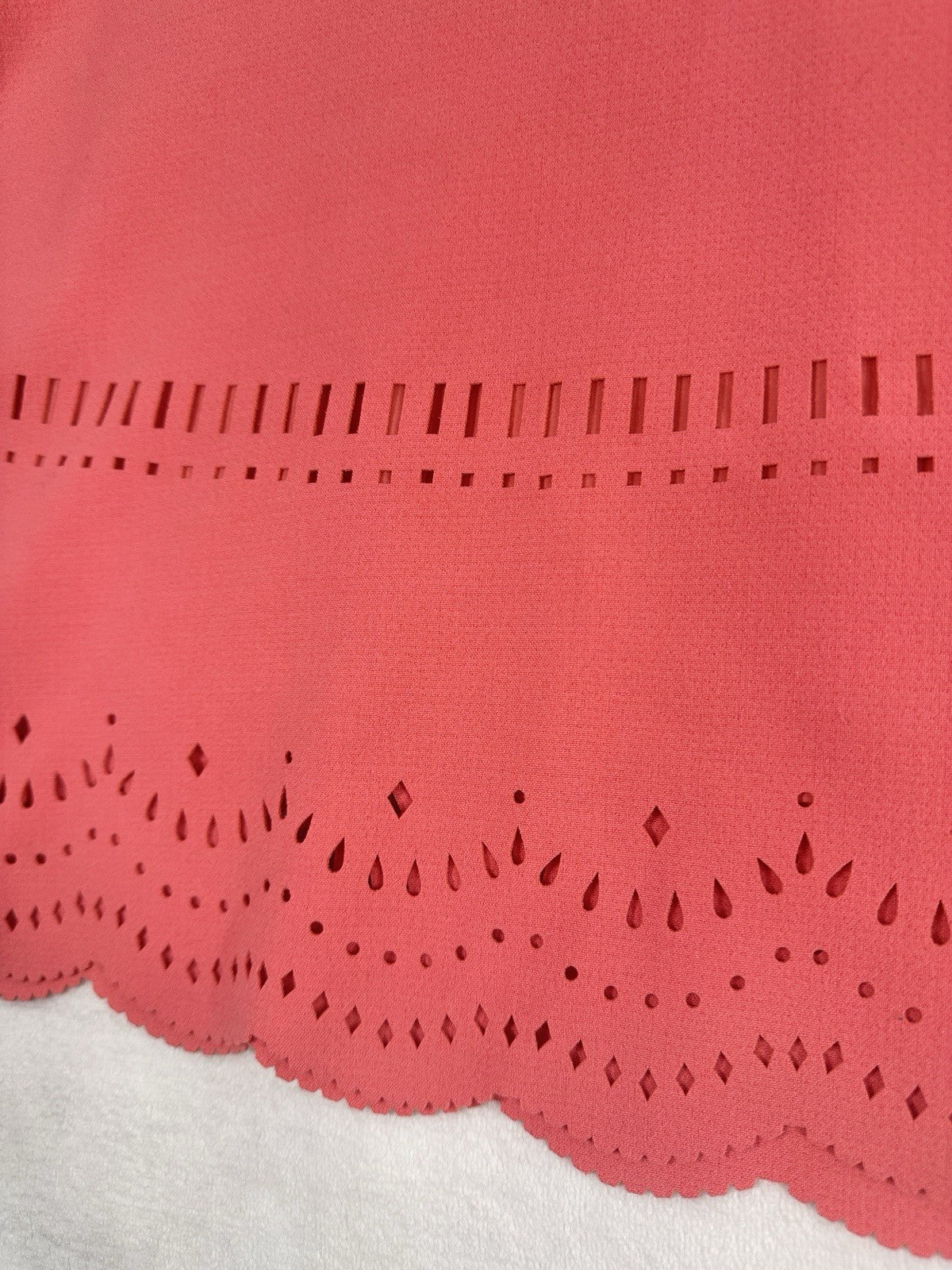 Ann Taylor LOFT Skirt 10 Pink Laser Cut Eyelet A-Line Flare Womens