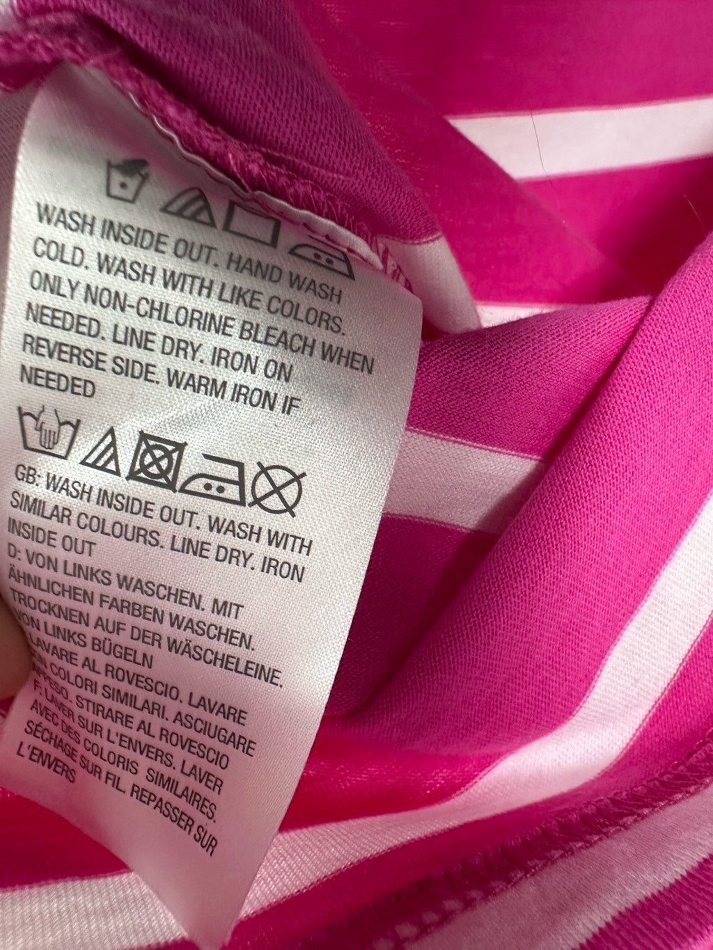 Bob Mackie Wearable Art Medium Top Pink Striped Embroidered 3/4 Sleeve Knit