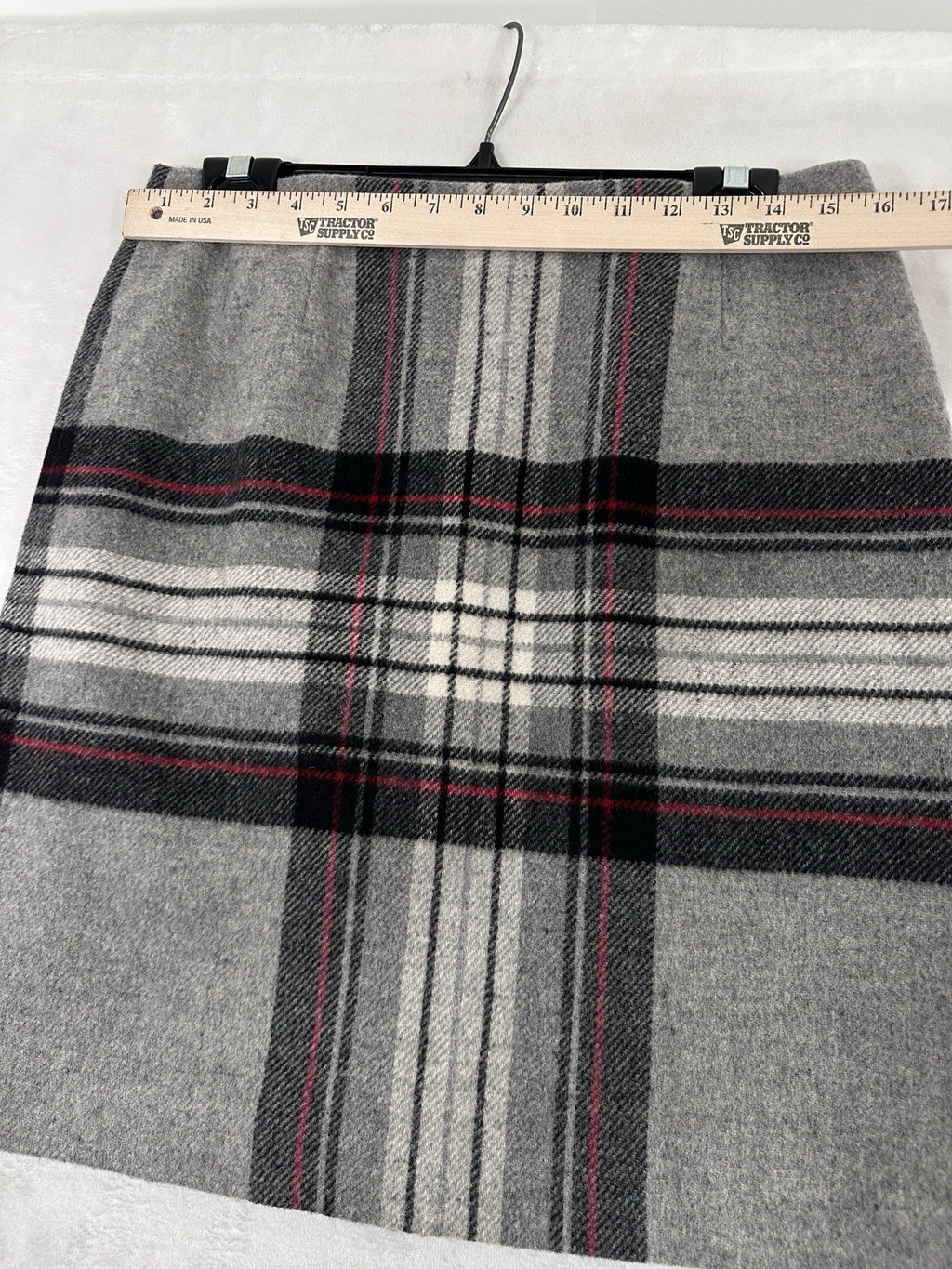 Vintage Talbots Skirt 10 Pencil A-Line Gray Plaid Wool Rabbit Hair Womens