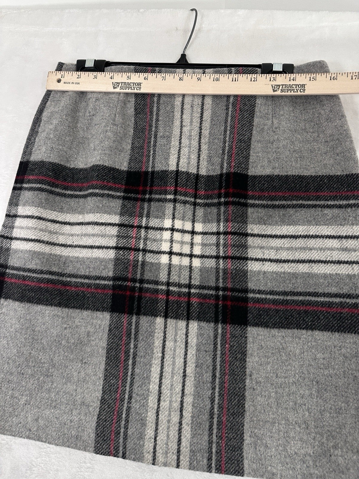 Vintage Talbots Skirt 10 Pencil A-Line Gray Plaid Wool Rabbit Hair Womens