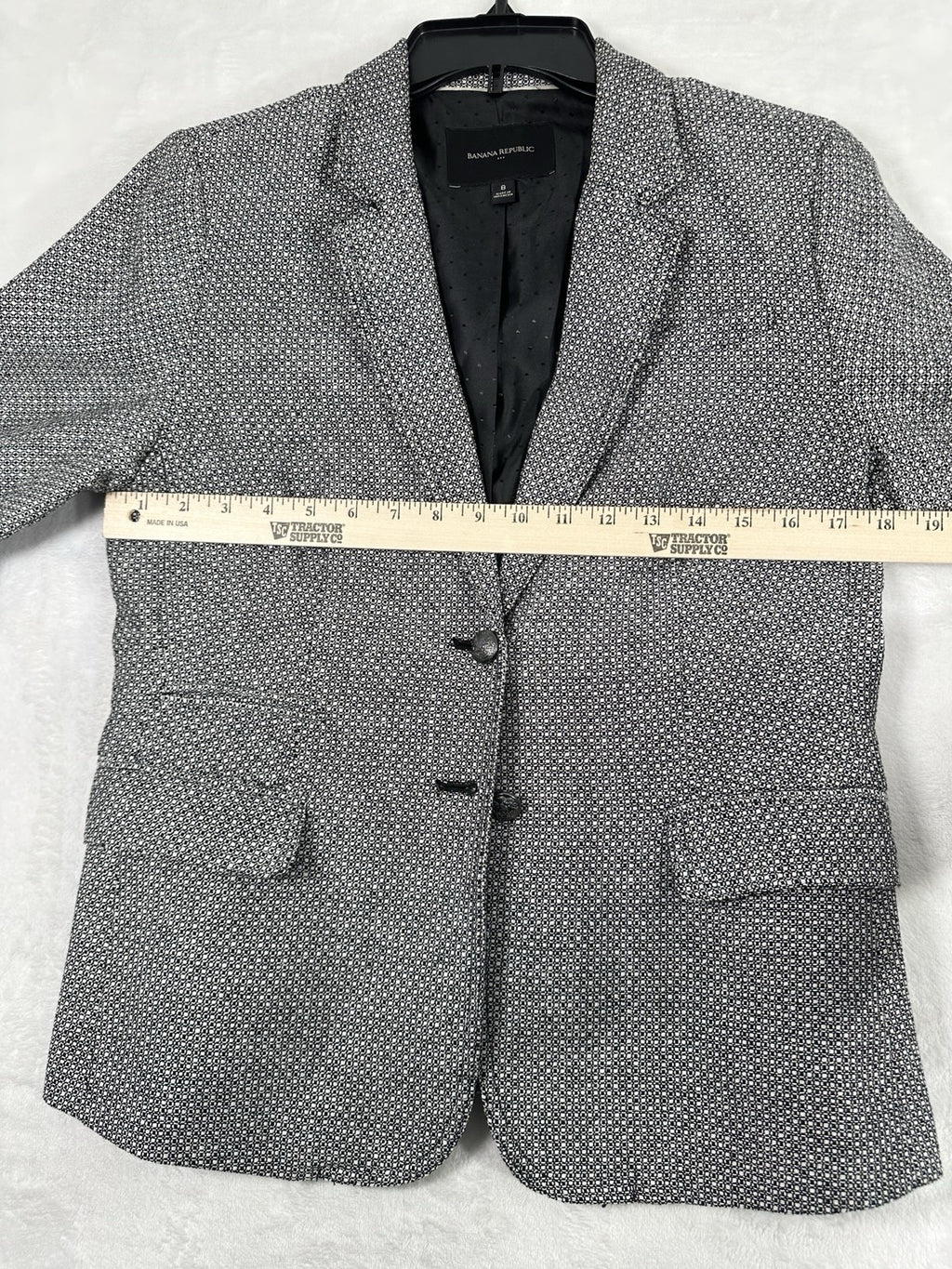 Banana Republic Jacket Size 8 Black White Blazer Womens 2 Silver Buttons