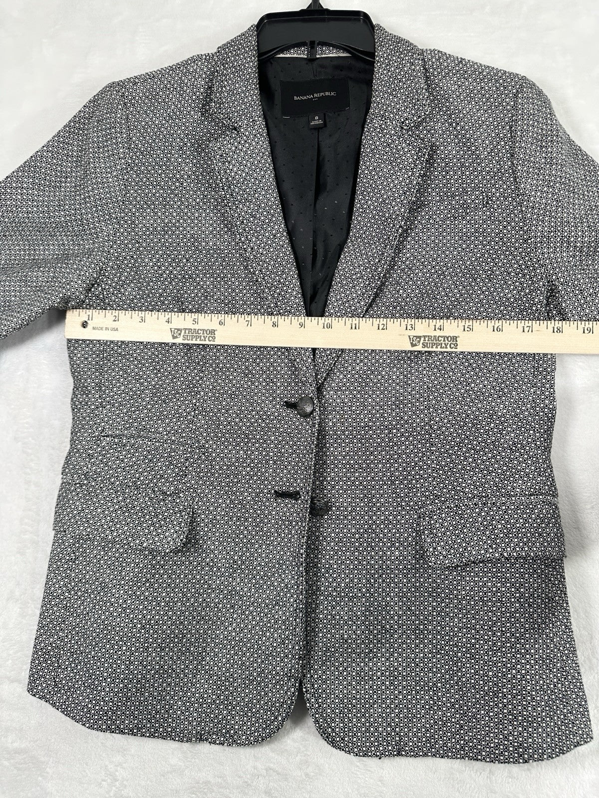 Banana Republic Jacket Size 8 Black White Blazer Womens 2 Silver Buttons