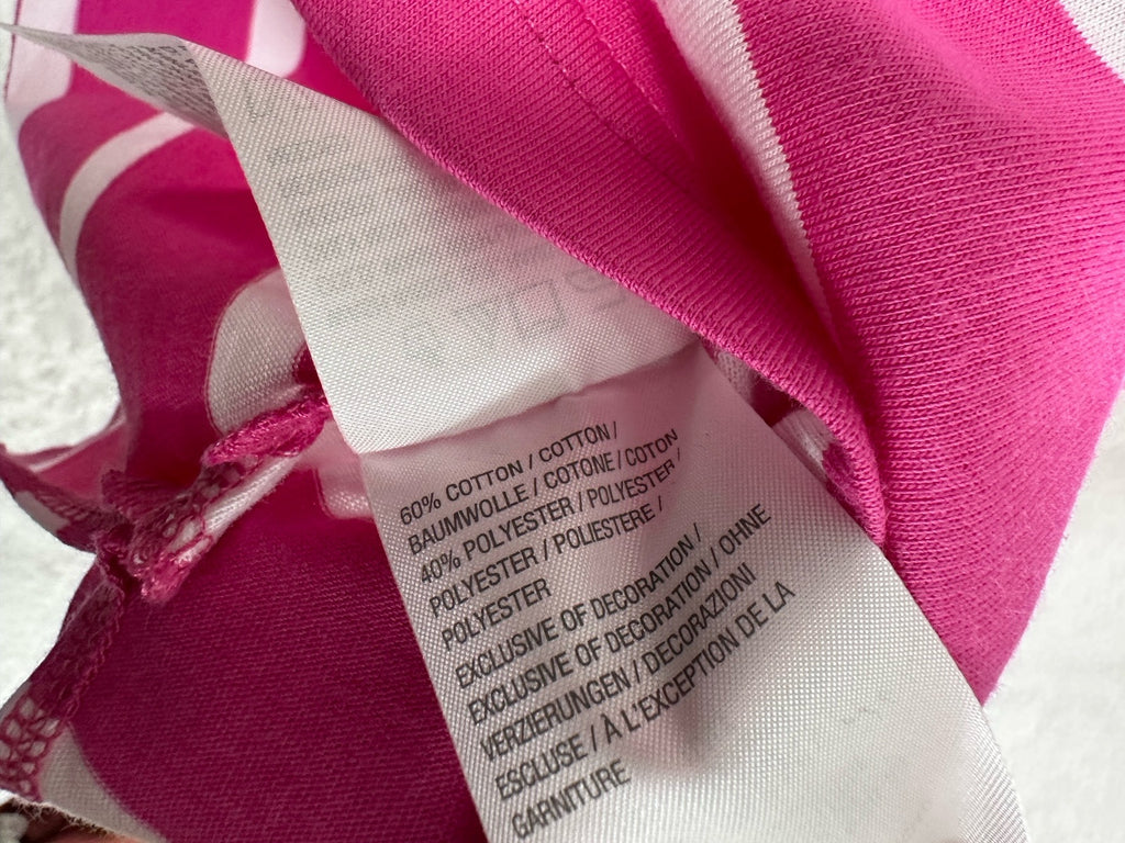 Bob Mackie Wearable Art Medium Top Pink Striped Embroidered 3/4 Sleeve Knit