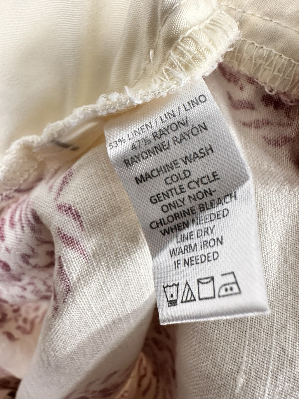 Ann Taylor LOFT Skirt Size 8 Linen Blend Short Boho Print Pockets Ivory Pleated