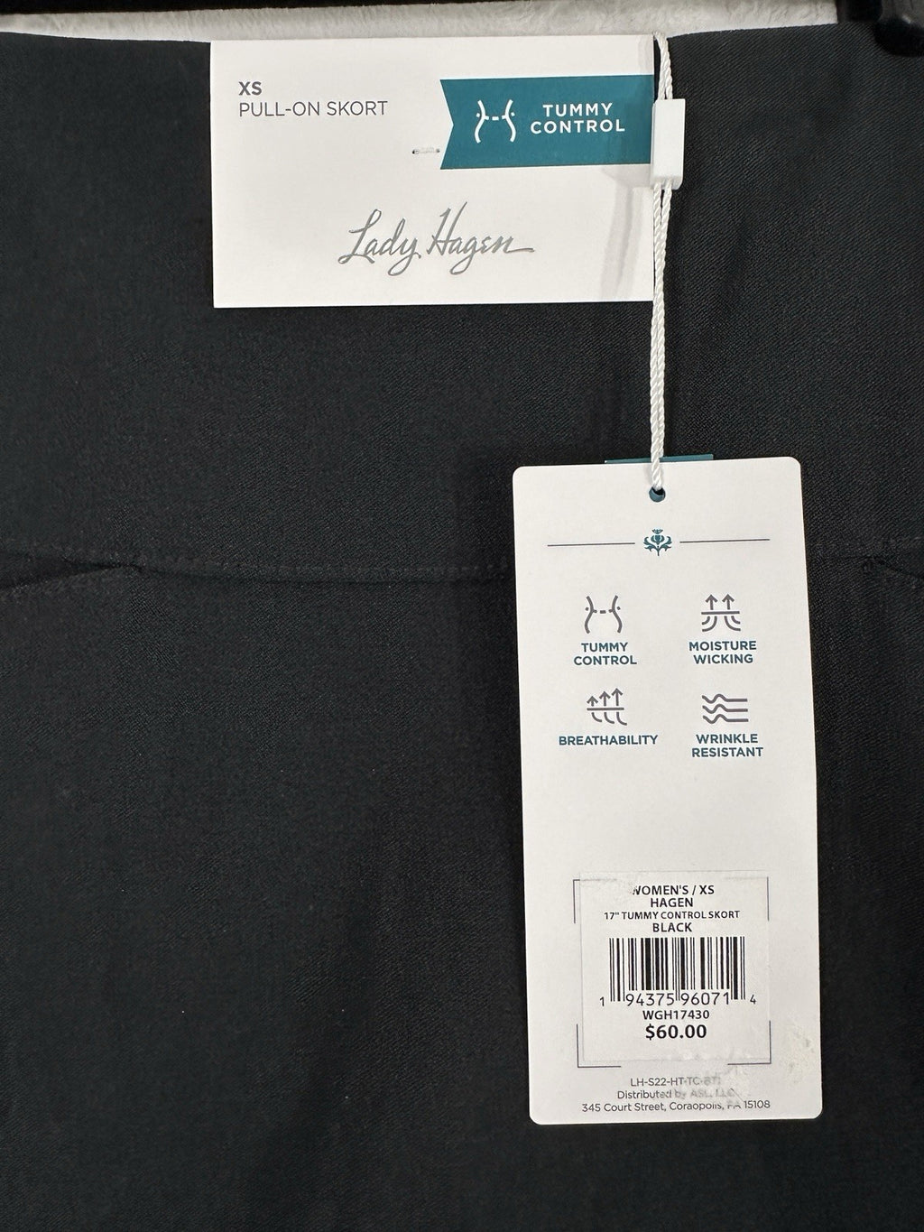 Lady Hagen Golf Skort XS Black Pockets Tummy Control Slimming Womens Tennis NEW