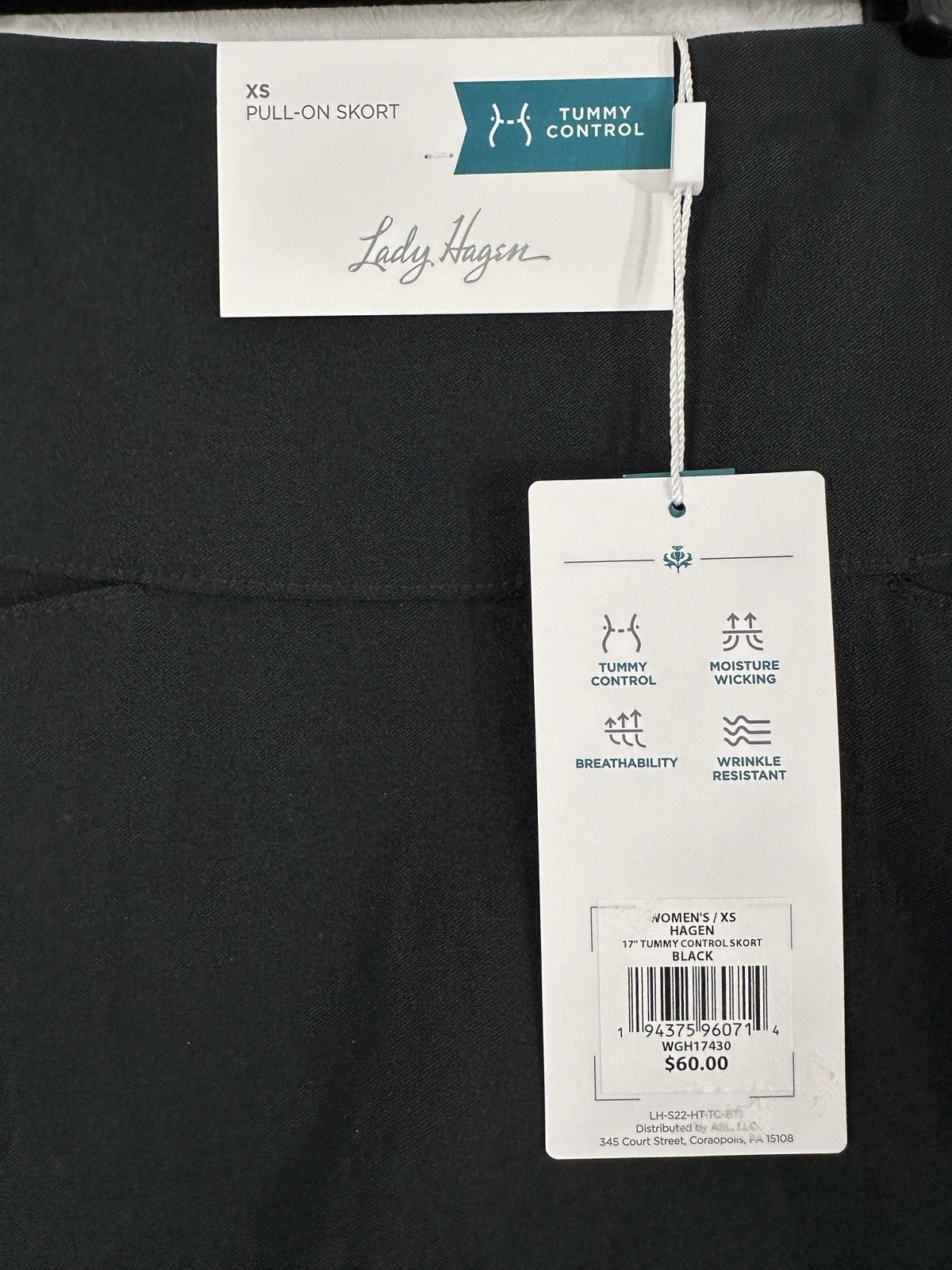 Lady Hagen Golf Skort XS Black Pockets Tummy Control Slimming Womens Tennis NEW