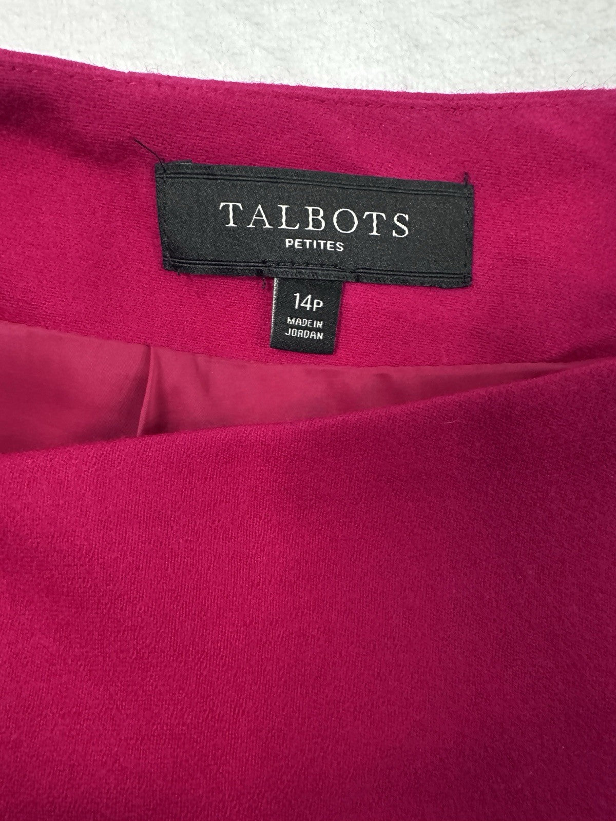 Talbots 14 Petite Skirt Wool Stretch A-Line Hot Pink Lined Womens 14P